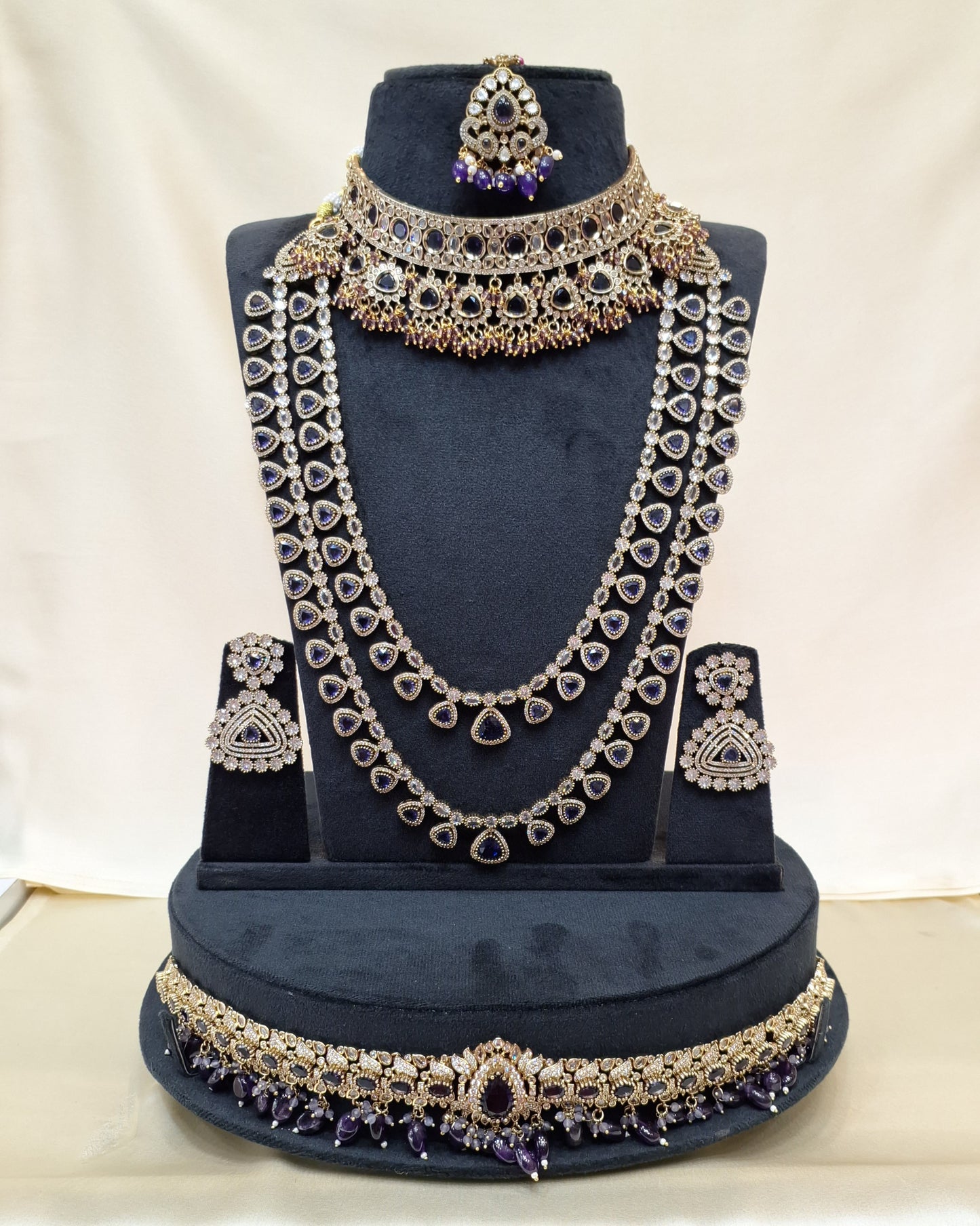 Rental Jewelry - Mehendi Victorian Bridal Jewelry with Purple Moissanite Stones