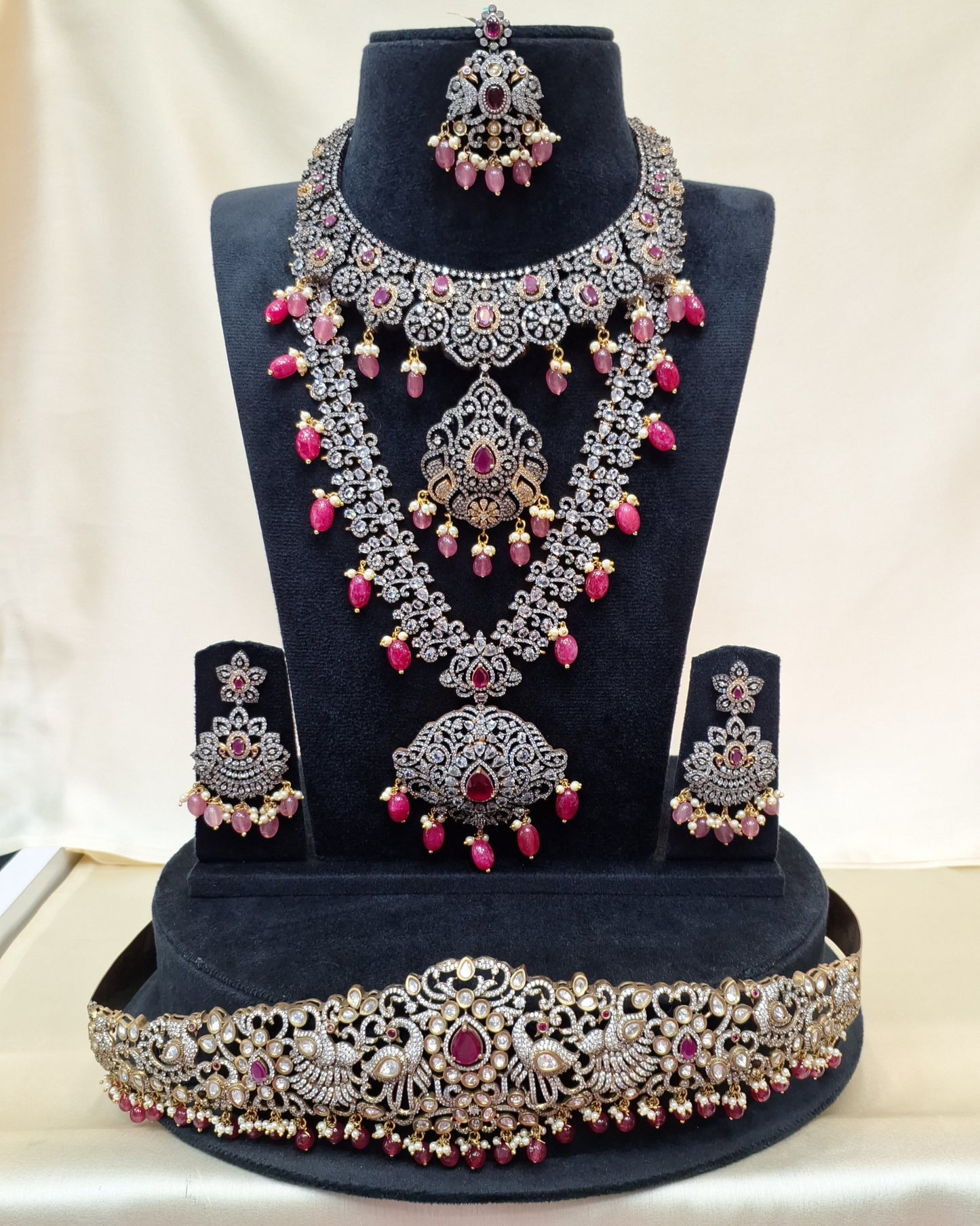 Rental Jewelry - Original Victorian Bridal Jewelry with Pink Zircon Stones