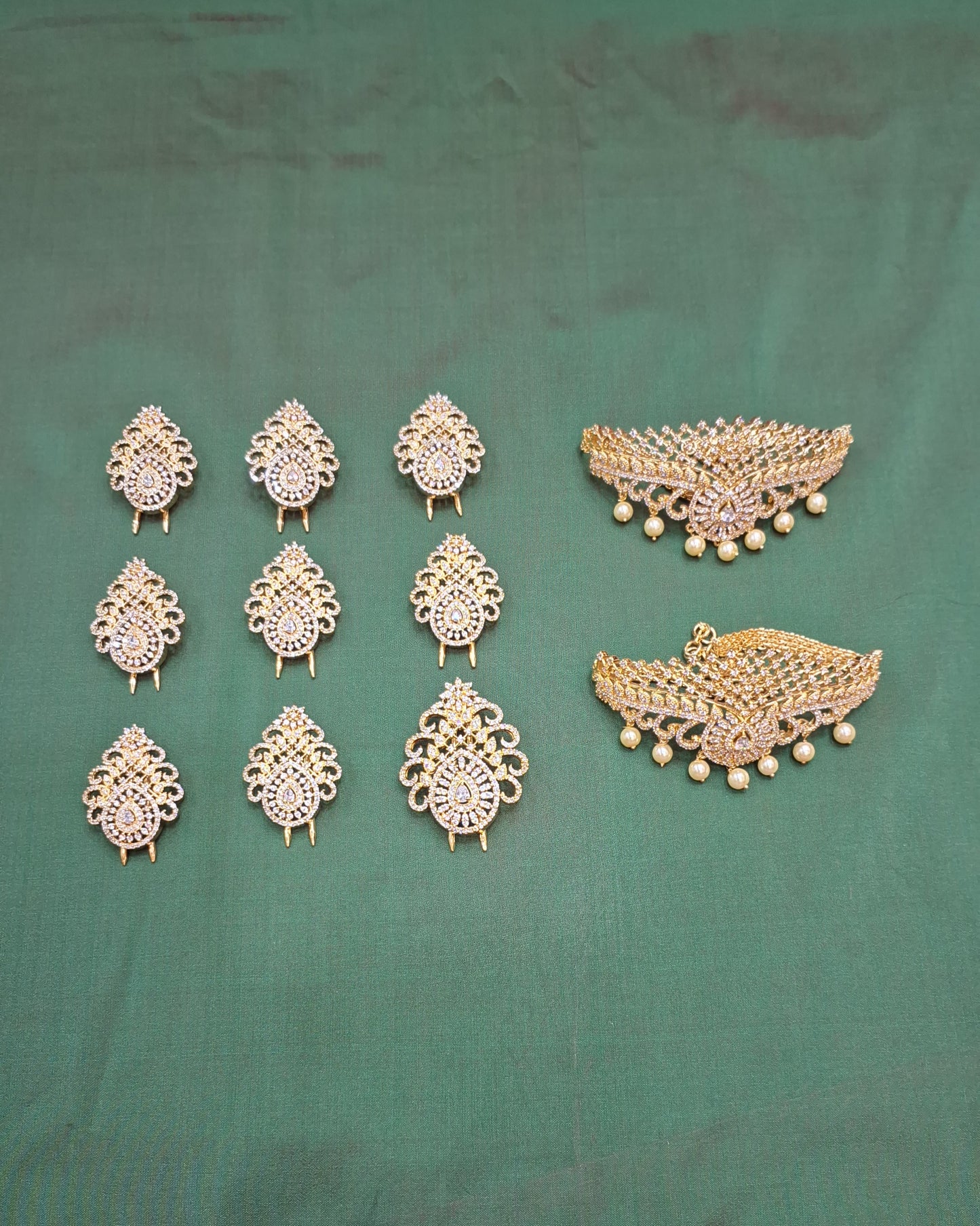 Rental Jewelry - AD Gold Finish Bridal Jewelry with white stones