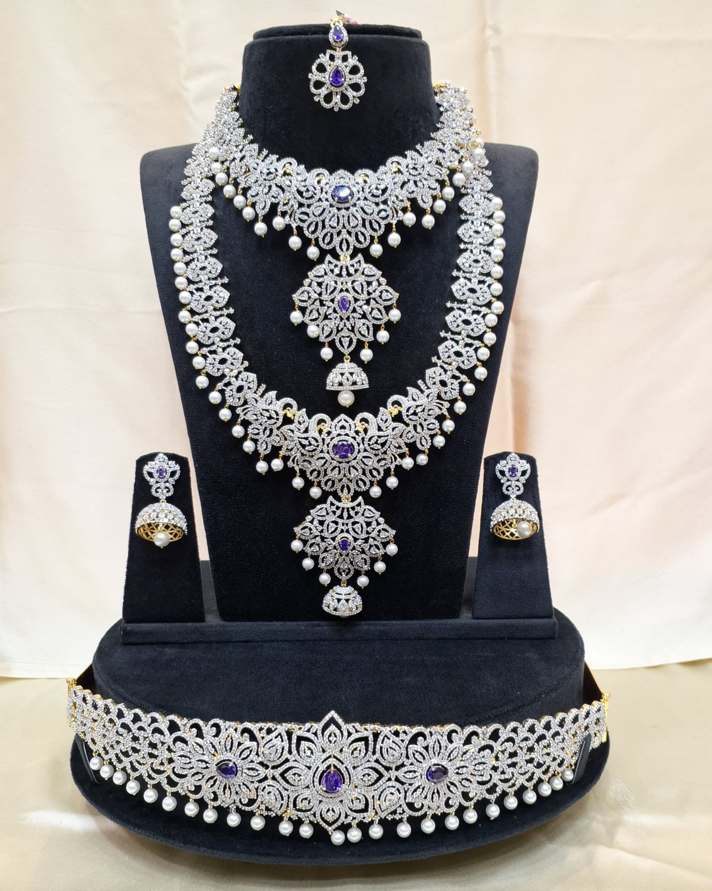 Rental Jewelry - AD GJ Bridal Jewelry with Purple Zircon stones