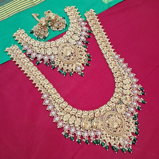 Rental Jewlery - Matt Antique Bridal Jewelry with Peacock motif and green beads