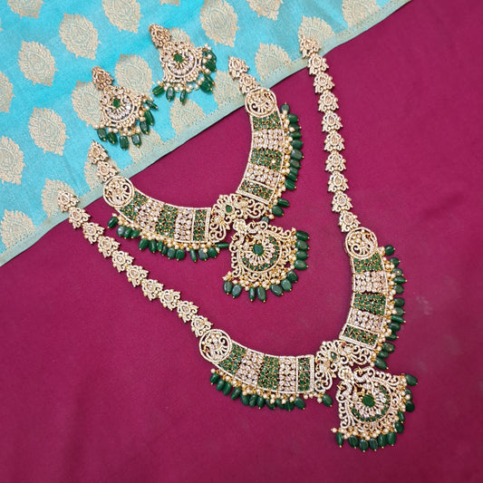 Rental Jewelry - Mehendi Victorian Bridal Jewelry with Emerald Green Zircon stones