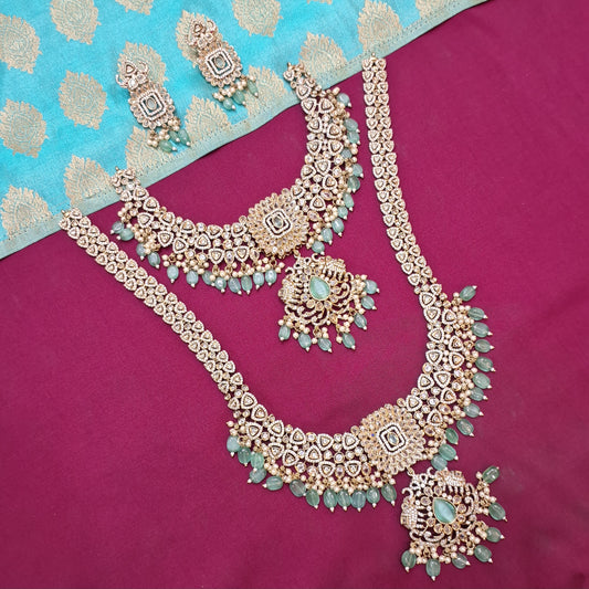 Rental Jewelry - Mehendi Victorian Bridal Jewelry with Mint Green Agade Stones