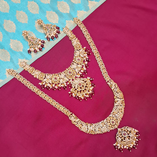 Rental Jewelry - Mehendi Victorian Bridal Jewelry with Red Zircon Stones