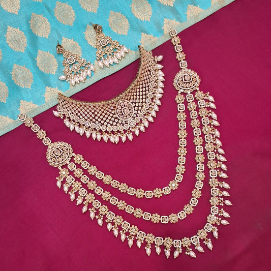 Rental Jewelry - Mehendi Victorian Bridal Jewelry with white Moissanite Stones
