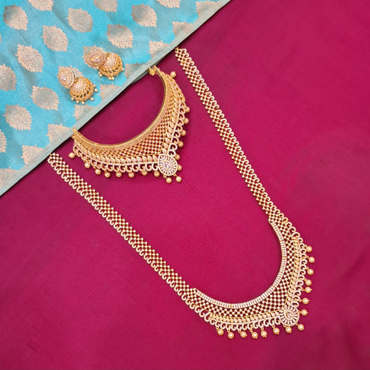 Rental Jewelry - AD Gold Finish Bridal Jewelry with white stones