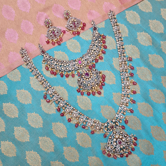 Rental Jewelry - Original Victorian with Pink Kemp and white Kundan Stones