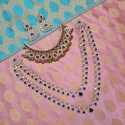 Rental Jewelry - Mehendi Victorian Bridal Jewelry with Purple Moissanite Stones