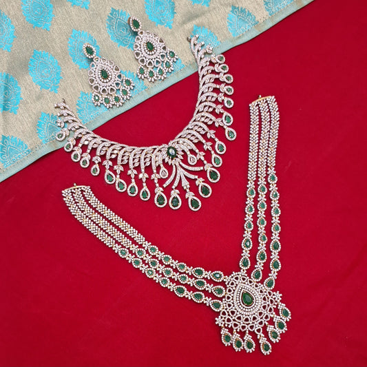 Rental Jewelry - AD GJ Bridal Jewelry with Green Zircon stones