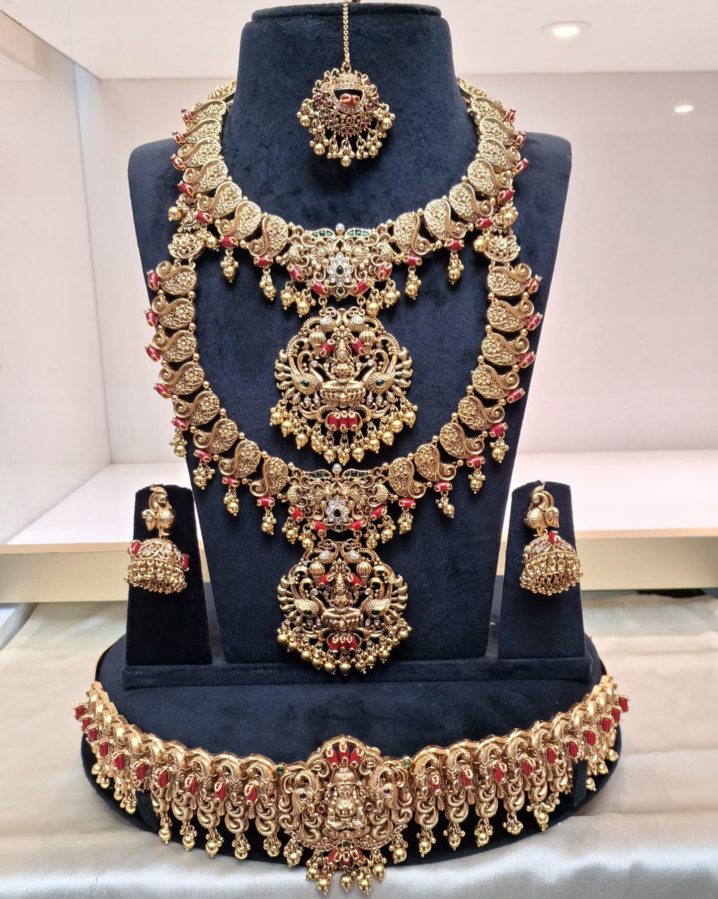 Rental - Matt Antique Temple Bridal Jewelry with Coral